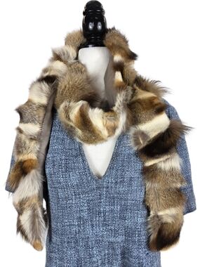M Siamo Vintage Luxury Natural Fox Fur Brown Multi Fur Scarf Wrap